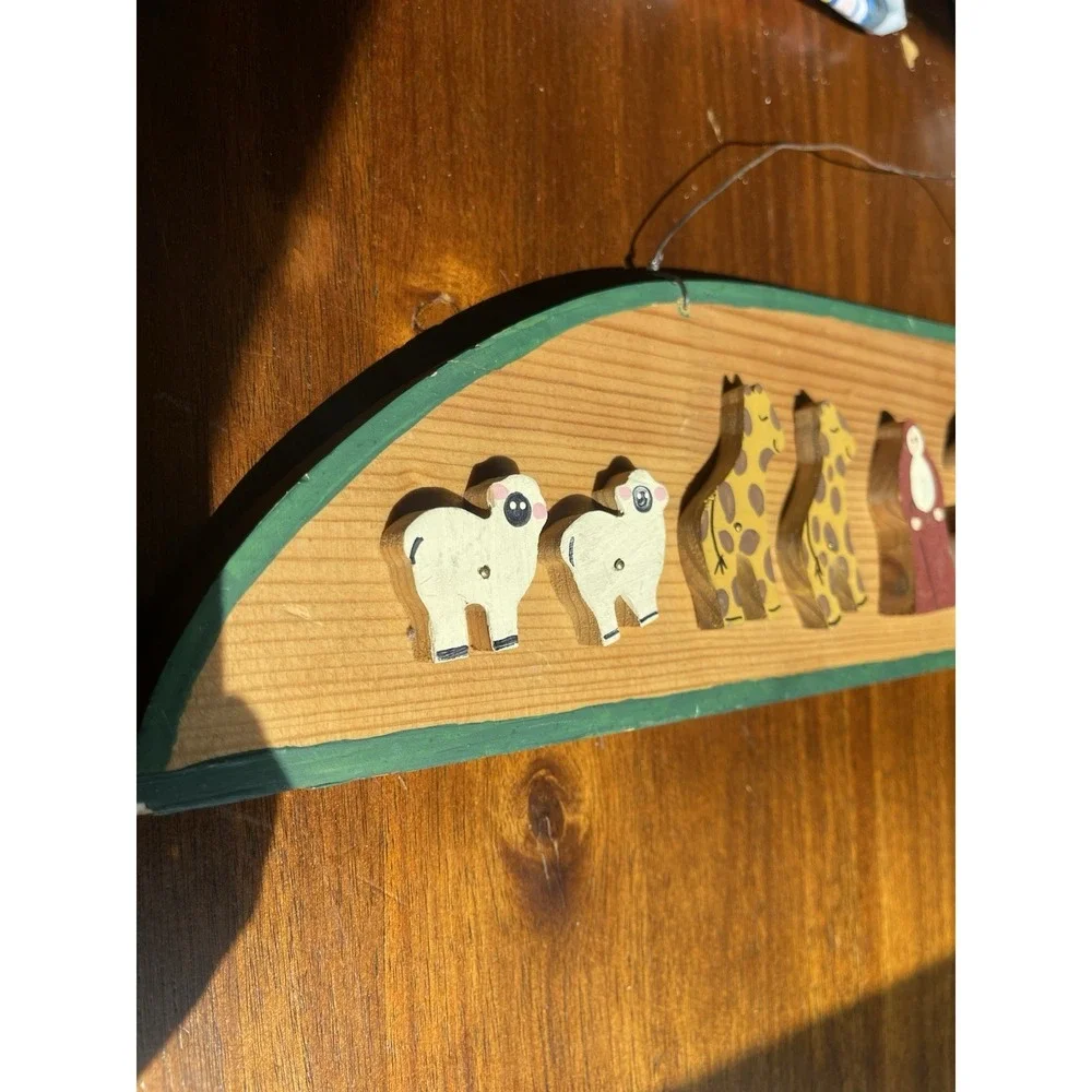 Vintage Hand Carved Noah's Ark‎ Wall Art Painted Sign